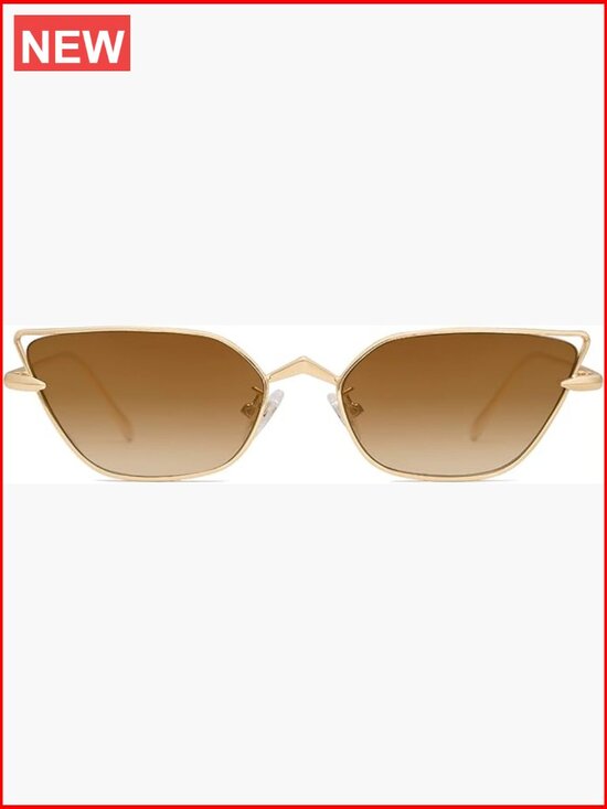 Small Cateye Sunglasses with UV400 Protection, Half-Frame Metal main image 5